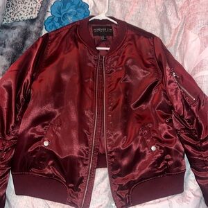 🎉 RED SATIN BOMBER JACKET